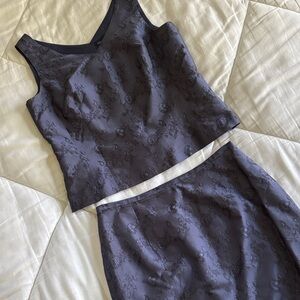 Elegant Navy Sleeveless 2 Piece Dress